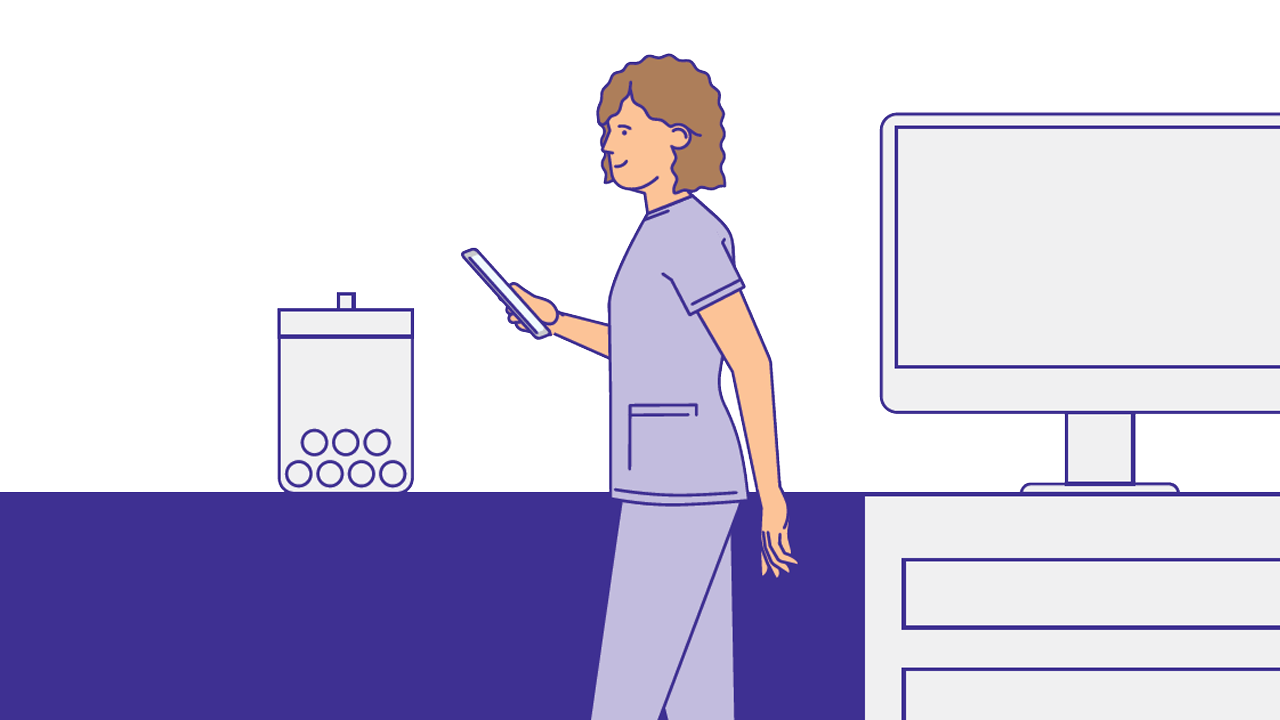 Animation of vet tech with a tablet