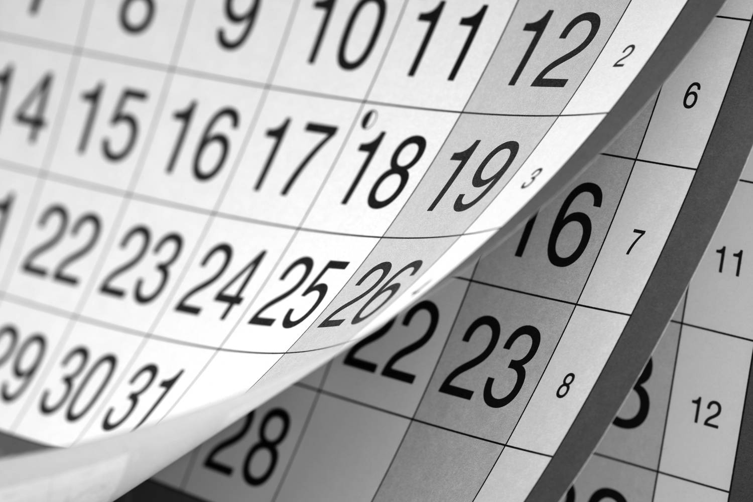 Black and white calendar